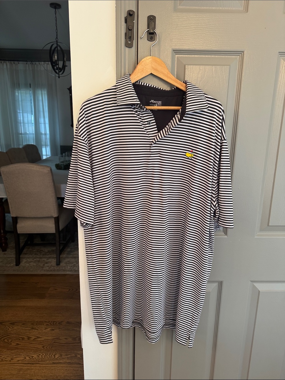 Men’s Masters Black and White Striped Polo